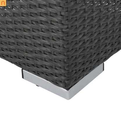 Outdoor Round Ottoman Stool PE Rattan Gray Weatherproof 16.25in