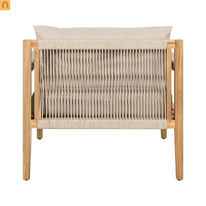 Outdoor Conversation Set Acacia Wood 3 Piece Chairs Beige