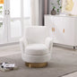 Accent Chair Barrel Swivel Faux Fur Ivory Gold Base 300 lb 29in