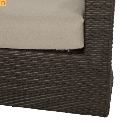 Outdoor Swivel Chair Aluminum Wicker Khaki Brown with Cushion