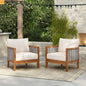 Outdoor Tub Chair Acacia Wood Rope Teak Beige Cushion Set of 2