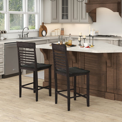 Dining Chair Set of 2 with Footrests and Solid Wood Frame