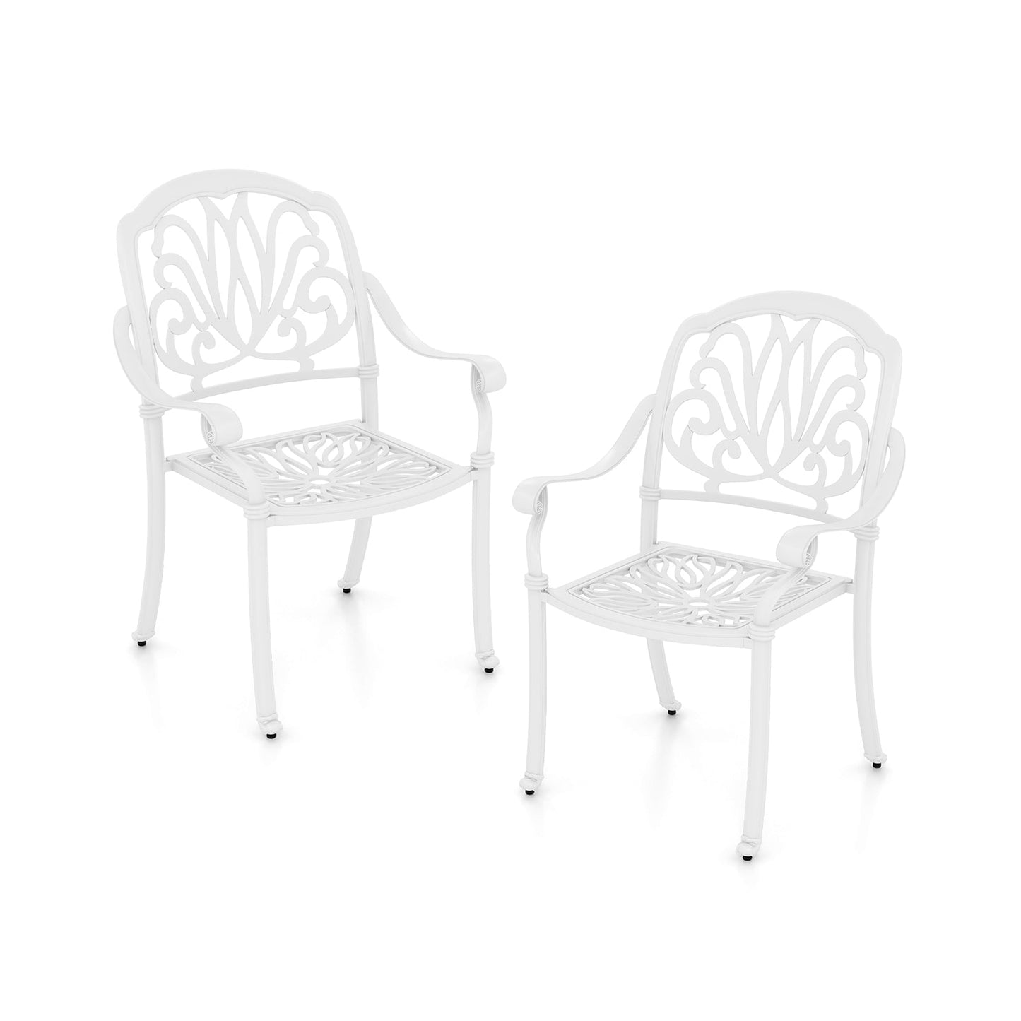 2 Pieces Patio Cast Aluminum Dining Chairs with Armrests-Bronze