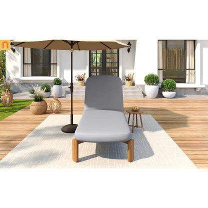 Chaise Lounge Acacia Wood Gray Cushion 3 Position 400 LB Poolside