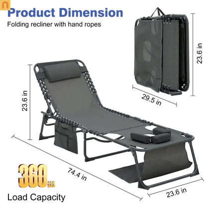 Chaise Lounge Textilene 5 Position Foldable Set 2