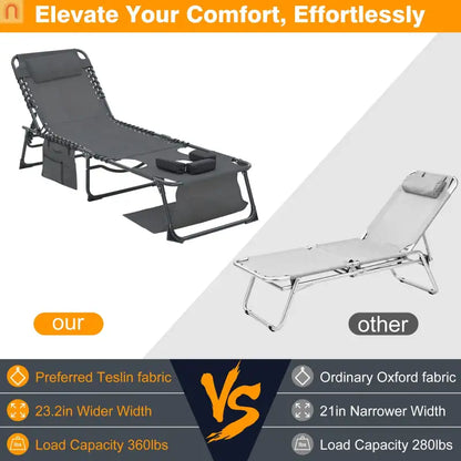 Chaise Lounge Textilene 5 Position Foldable Set 2