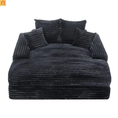 Chaise Lounge Corduroy Gray Queen Sleeper 4 Pillows 500 lb