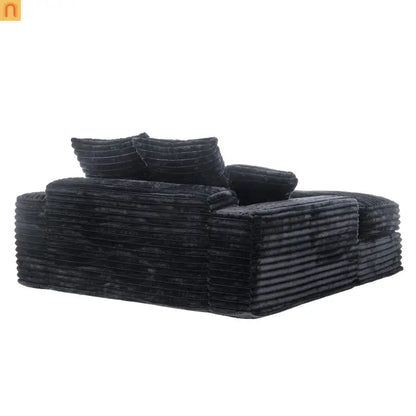 Chaise Lounge Corduroy Gray Queen Sleeper 4 Pillows 500 lb