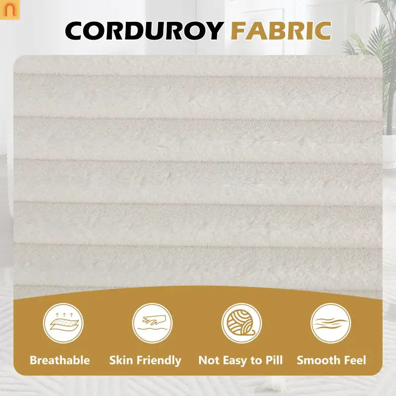 Chaise Lounge Corduroy White Oversized Sofa Bed 350 lb