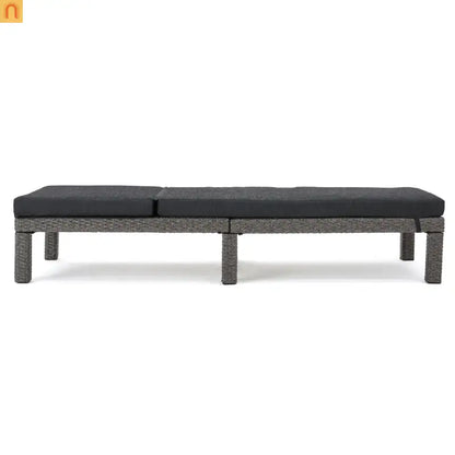 Chaise Lounge PE Rattan Black Dark Gray Cushion Adjustable 76in