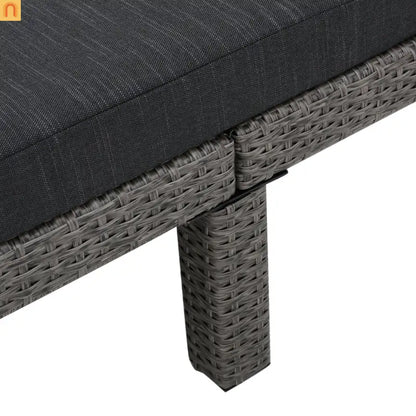 Chaise Lounge PE Rattan Black Dark Gray Cushion Adjustable 76in