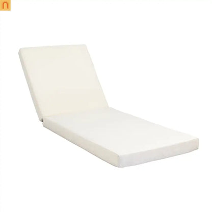 Chaise Lounge Acacia Wood Dark Gray Cream Cushion 6 Position 400 LB