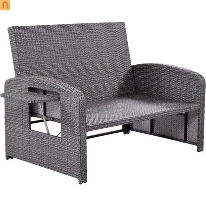 Chaise Lounge PE Rattan Steel White Cushion 3 Position 700 LB Footrest