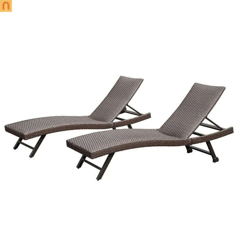 Chaise Lounge Aluminum Wicker Brown 2 Piece Adjustable