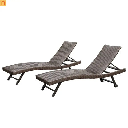 Chaise Lounge Aluminum Wicker Brown 2 Piece Adjustable