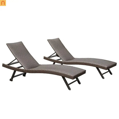 Chaise Lounge Aluminum Wicker Brown 2 Piece Adjustable