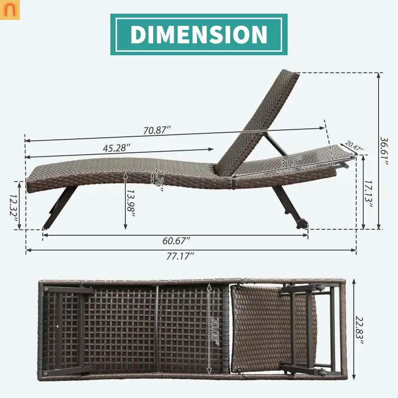 Chaise Lounge Aluminum Wicker Brown 2 Piece Adjustable