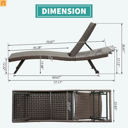 Chaise Lounge Aluminum Wicker Brown 2 Piece Adjustable