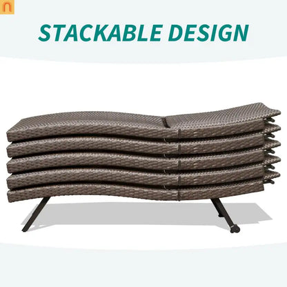 Chaise Lounge Aluminum Wicker Brown 2 Piece Adjustable