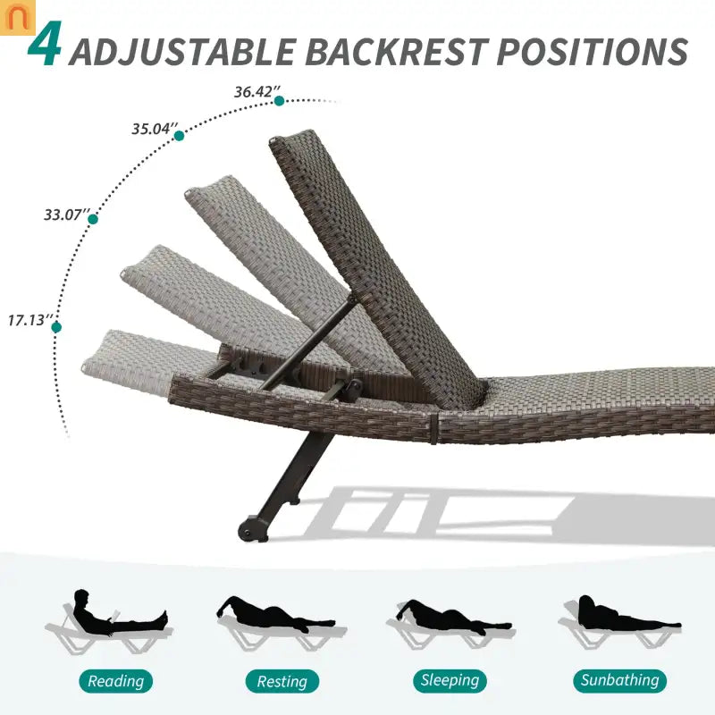 Chaise Lounge Aluminum Wicker Brown 2 Piece Adjustable