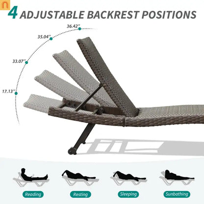 Chaise Lounge Aluminum Wicker Brown 2 Piece Adjustable