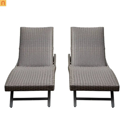 Chaise Lounge Aluminum Wicker Brown 2 Piece Adjustable