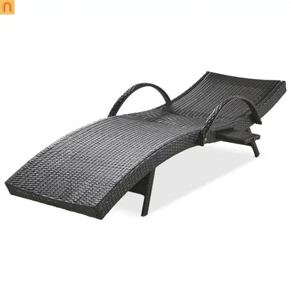 Wicker Chaise Lounge Dark Brown 5 Position Pull-Out Table