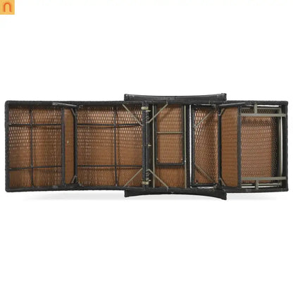Wicker Chaise Lounge Dark Brown 5 Position Pull-Out Table