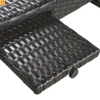 Wicker Chaise Lounge Dark Brown 5 Position Pull-Out Table