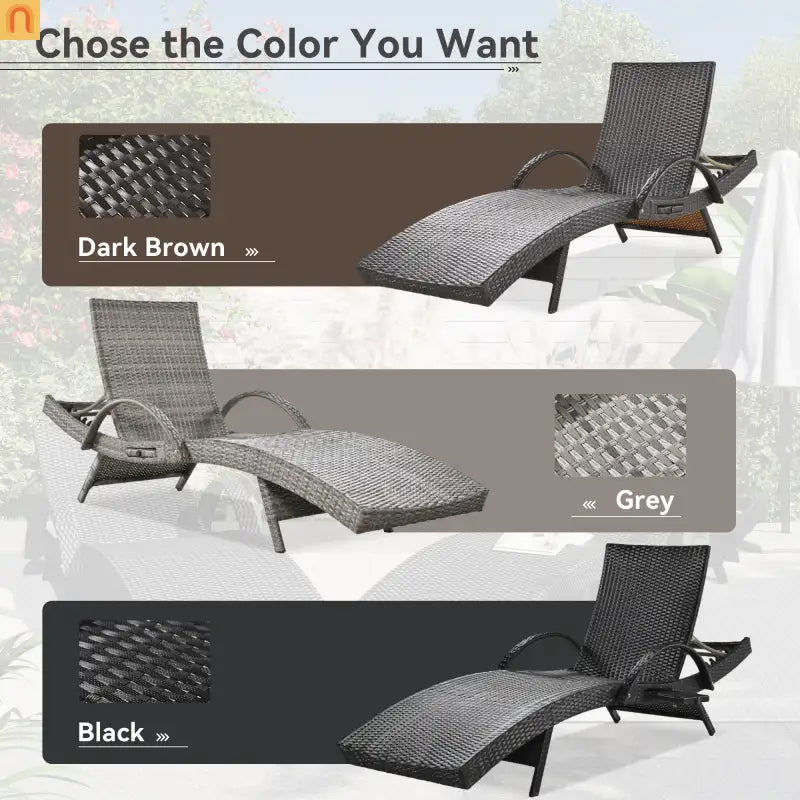 Wicker Chaise Lounge Dark Brown 5 Position Pull-Out Table