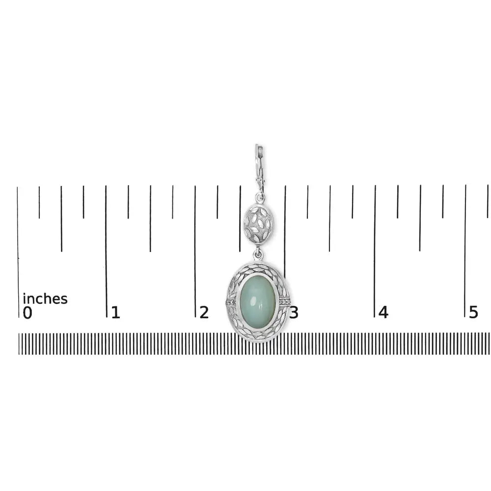 Chalcedony and Diamond Accent Sterling Silver 20cttw Oval Drop Earrings