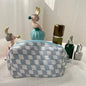 Checkered Pattern Zipper Makeup Bag