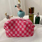 Checkered Pattern Zipper Makeup Bag