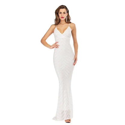 Chevron Stretch Sequined Mopping Dress