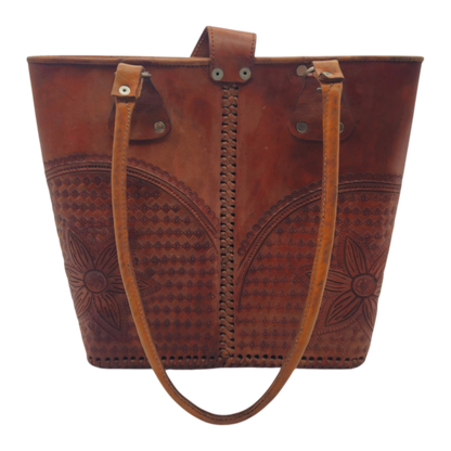 Cincelada Leather Tote | Hand Tooled Mexican Butterfly Bag