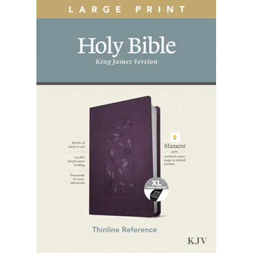 KJV Large Print Thinline Reference Bible, Filament Enabled Edition (Red Letter, Leatherlike, Floral/Purple, Indexed) - Imitation Leather
