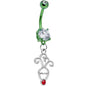 Green Red Nosed Rudolph Holiday Belly Ring Made with Crystals