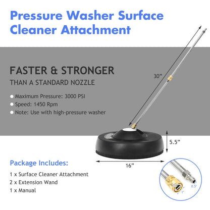 16" Pressure Washer with 2 Nozzles & Quick-Connect Wands