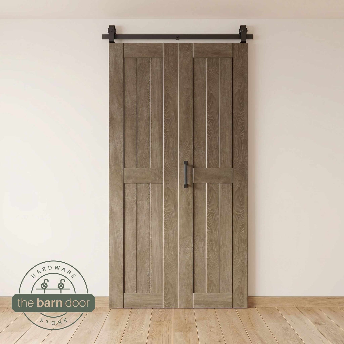 2-Door Bifold Barn Door Kit | Black Hardware