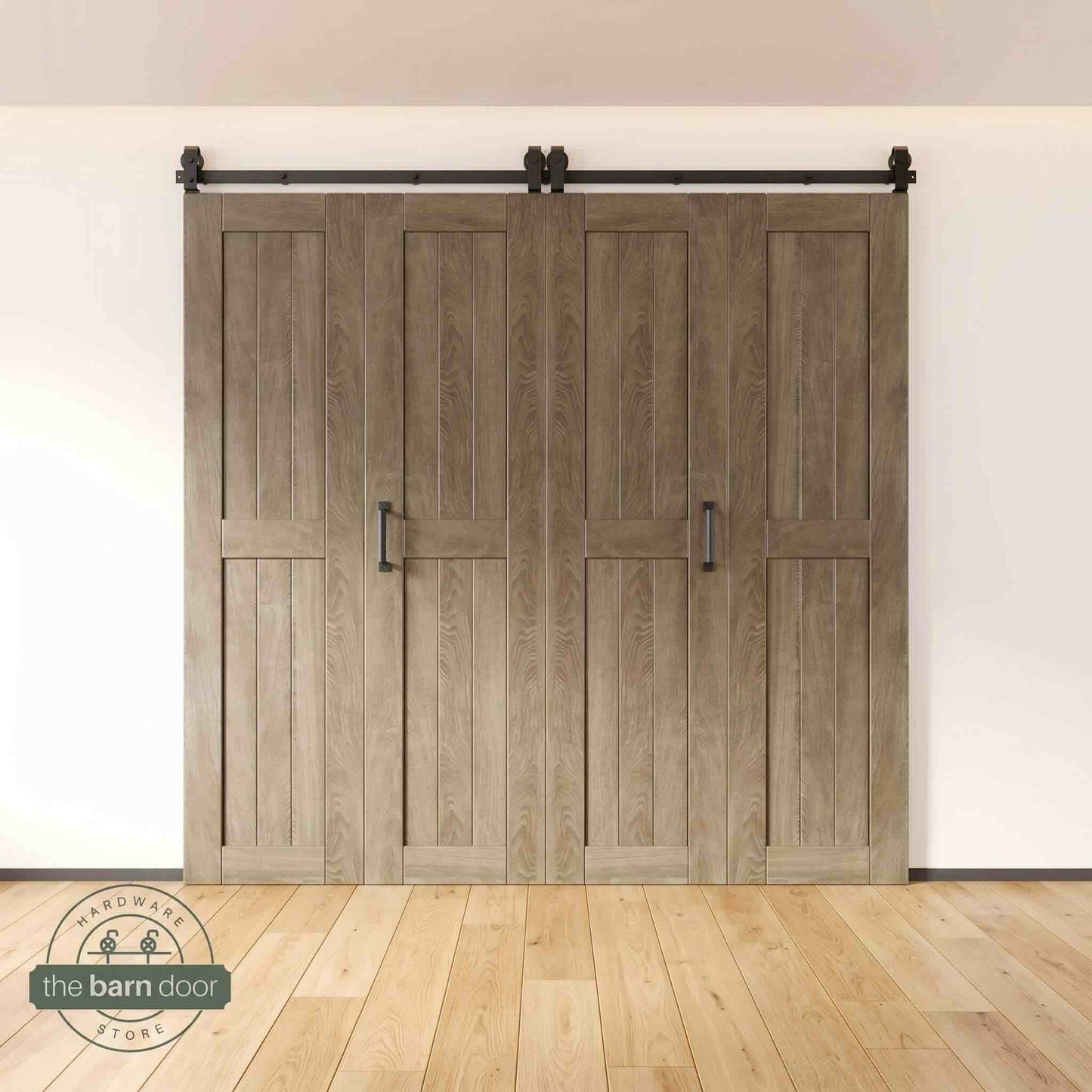4-Door Bifold Barn Door Kit | Black Hardware