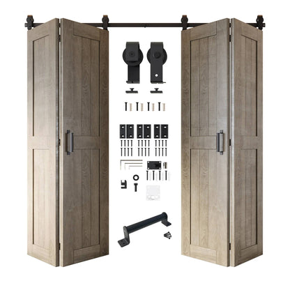 4-Door Bifold Barn Door Kit | Black Hardware