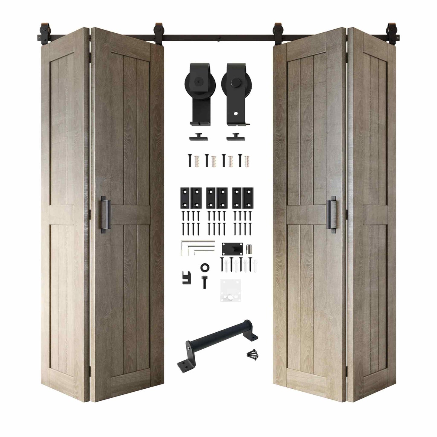 4-Door Bifold Barn Door Kit | Black Hardware