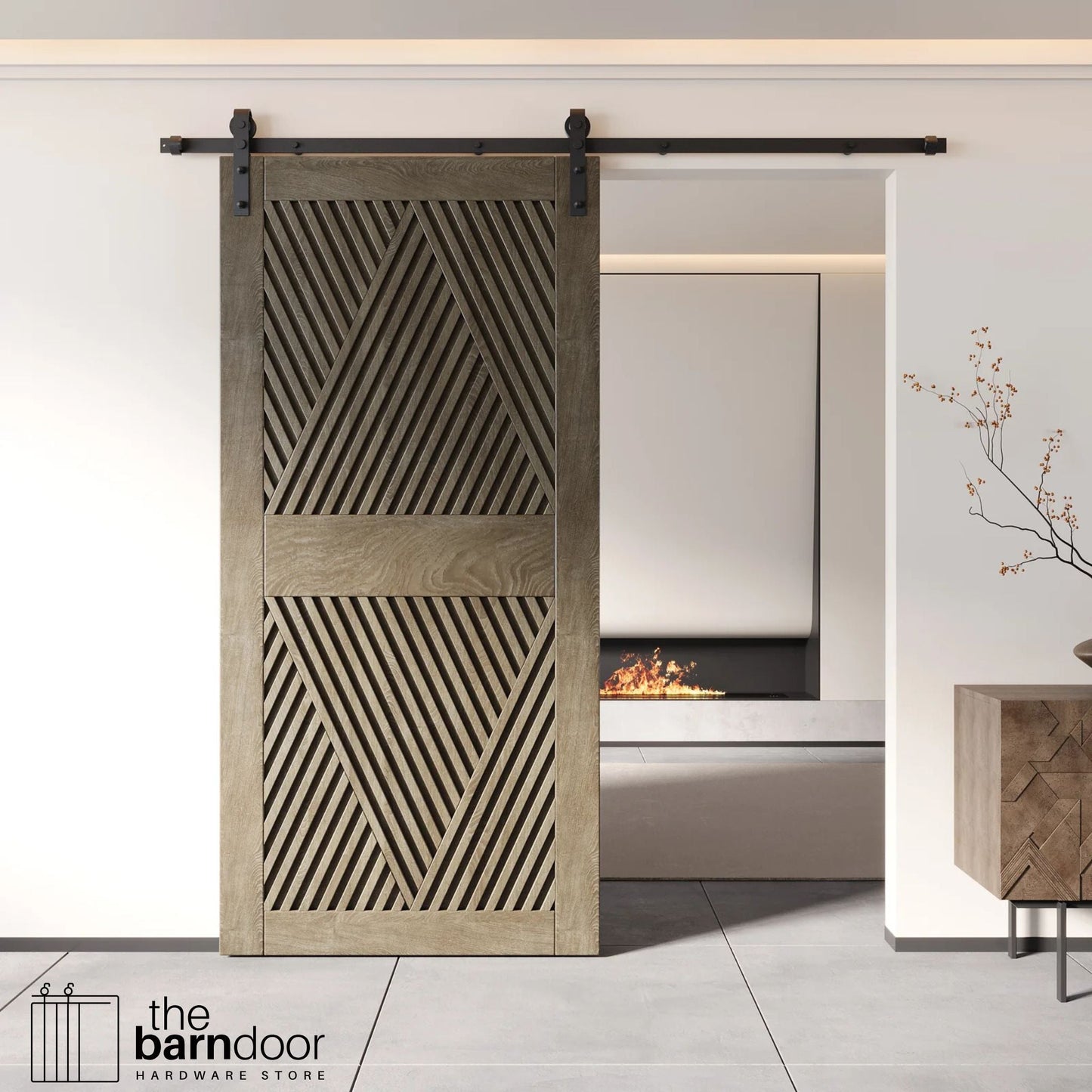 Diamond Pattern Barn Door Kit | Black Hardware