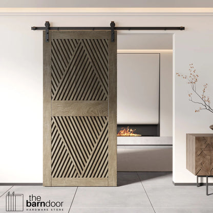 Diamond Pattern Barn Door Kit | Black Hardware