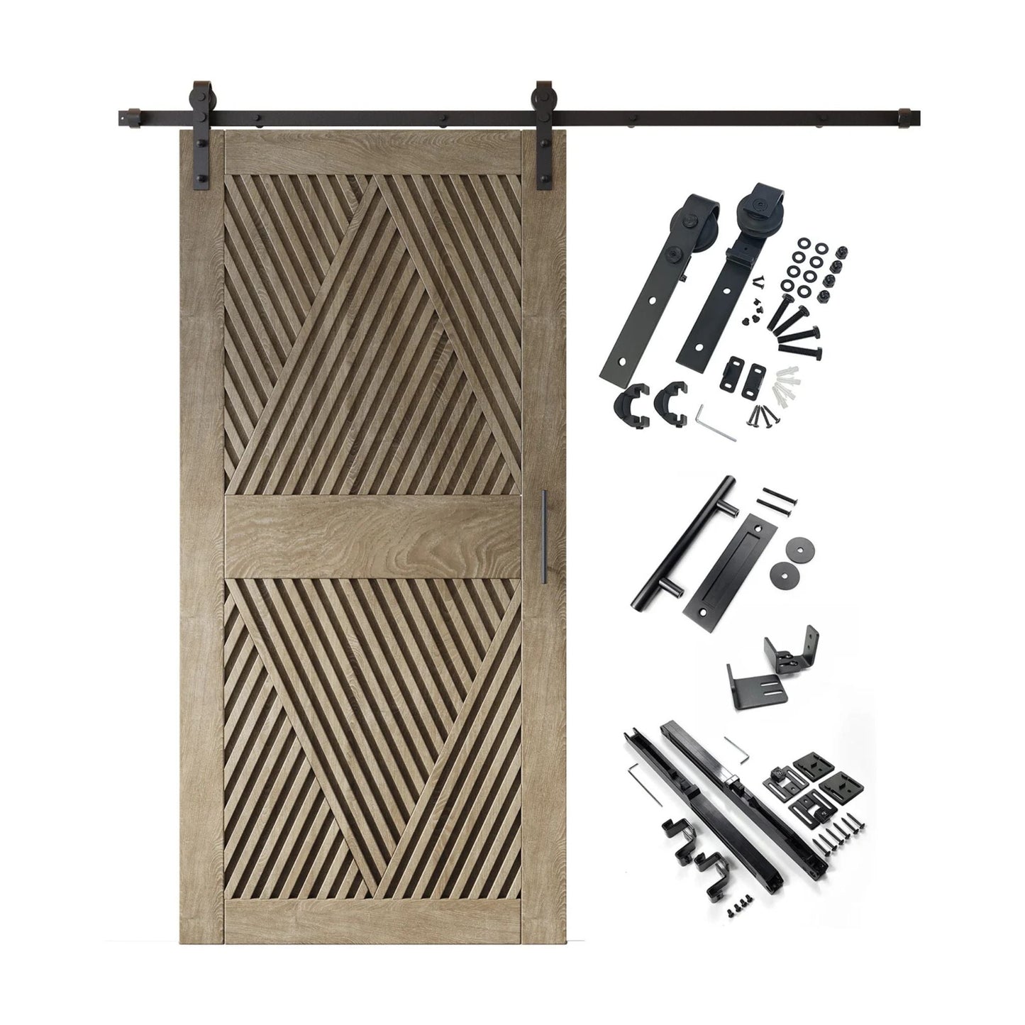 Diamond Pattern Barn Door Kit | Black Hardware