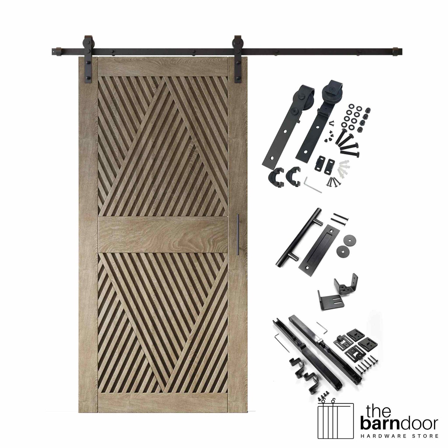 Diamond Pattern Barn Door Kit | Black Hardware