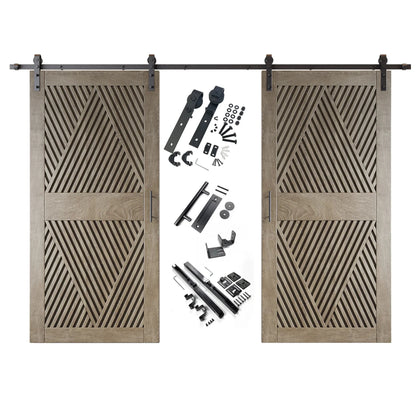 Diamond Pattern Double Door Barn Door Kit | Black Barn Door Hardware