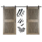 Diamond Pattern Double Door Barn Door Kit | Black Barn Door Hardware