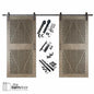 Diamond Pattern Double Door Barn Door Kit | Black Barn Door Hardware