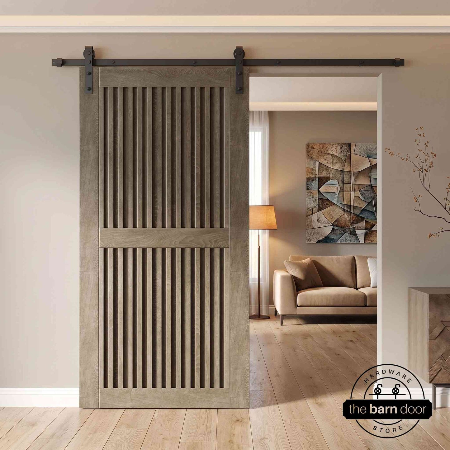 Vertical Slat Barn Door Kit | Black Hardware